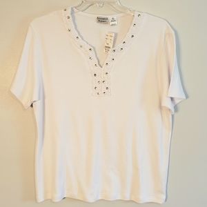 Brunswick Square Women's Knit Top, White, XL